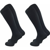 GAWILO Kniestrümpfe Retro für Damen mit stylischen Streifen, weiß & schwarz, aus Baumwolle (2 Paar) Knielange Socken im sportlichen Look - auch zum Wandern geeignet von GAWILO