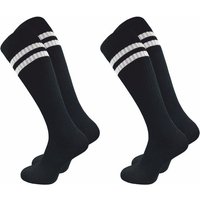 GAWILO Kniestrümpfe Retro für Herren mit stylischen Streifen - weiß & schwarz - Baumwolle (2 Paar) Knielange Socken im sportlichen Look - auch zum Wandern geeignet von GAWILO