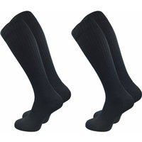 GAWILO Kniestrümpfe Retro für Herren mit stylischen Streifen - weiß & schwarz - Baumwolle (2 Paar) Knielange Socken im sportlichen Look - auch zum Wandern geeignet von GAWILO