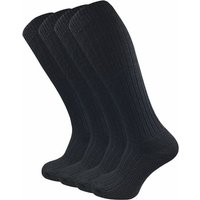 GAWILO Norwegersocken für Herren mit wärmender Wolle und extra dicker Plüschsohle (4 Paar) schwarzer Kniestrumpf mit verstärkten Belastungszonen und Frotteefuß von GAWILO