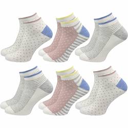 GAWILO Sneaker Socken für Damen (6 Paar) | Stylische, bunte Freizeitsocken ohne Naht | Kein Verrutschen beim Gehen (39-42, farbig 4) von GAWILO