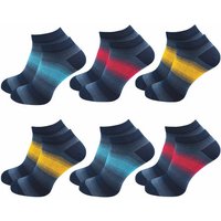 GAWILO Sneakersocken für Damen & Herren - bunte kurze Socken mit hohem Baumwollanteil (6 Paar) Extra feines Maschenbild - absolut blickdicht - Ringel Muster von GAWILO