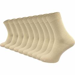 GAWILO Socken aus 100% Baumwolle (10 Paar) | Ohne drückende Naht, mit venenfreundlichem Komfortbund | Baumwollsocken für Damen & Herren (39-42, beige) von GAWILO