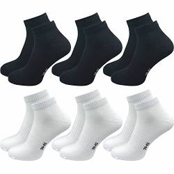 GAWILO Sportsocken ohne Naht (6 Paar) | Kurze Socken für Damen und Herren | Dank Rippschaft kein Verrutschen und kein Faltenwurf (35-38, schwarz und weiß) von GAWILO