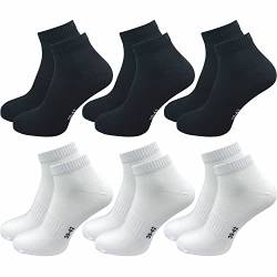 GAWILO Sportsocken ohne Naht (6 Paar) | Kurze Socken für Damen und Herren | Dank Rippschaft kein Verrutschen und kein Faltenwurf (39-42, schwarz und weiß) von GAWILO