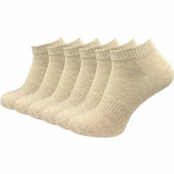 GAWILO Sportsocken ohne Naht (6 Paar) | Kurze Socken für Damen und Herren | Dank Rippschaft kein Verrutschen und kein Faltenwurf (47-50, beige) von GAWILO