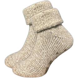 GAWILO Stoppersocken für Damen (1 Paar) | Rutschfeste Hausschuhsocken | Weiche, kuschlige & warme Socken mit Noppen (35-38, beige melange) von GAWILO