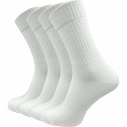 GAWILO Tennissocken für Herren (4 Paar) | sehr hochwertige Sportsocken | Retro Socken mit verstärkter Ferse und Spitze (as3, numeric, numeric_43, numeric_46, regular, regular, weiß, 43-46) von GAWILO