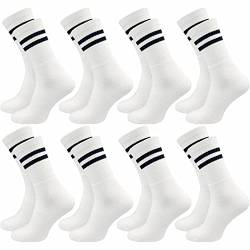 GAWILO Tennissocken für Herren (8 Paar) | Sportsocken mit Frotteesohle | Retro Socken mit verstärkter Ferse und Fußspitze (43-46, weiß) von GAWILO