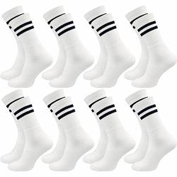 GAWILO Tennissocken für Herren (8 Paar) | Sportsocken mit Frotteesohle | Retro Socken mit verstärkter Ferse und Fußspitze (47-50, weiß) von GAWILO