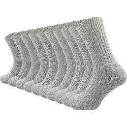 GAWILO warme Herren Arbeitssocken mit Wolle (10 Paar) dicke Norweger Socken mit gepolsterter Frotteesohle | Ideale Winterstrümpfe gegen kalte Füße (47-50, grau) von GAWILO