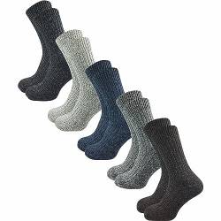 GAWILO warme & gepolsterte Herren Norweger Socken aus 70% Wolle (10 Paar) | dicke Fersenpolster mit Plüschsohle | Outdoorsocken gegen kalte Füße (39-42, mix) von GAWILO