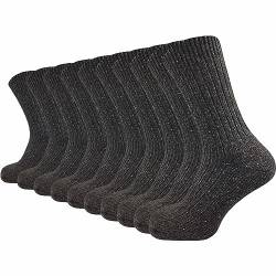 GAWILO warme & gepolsterte Herren Norweger Socken aus 70% Wolle (10 Paar) | dicke Fersenpolster mit Plüschsohle | Outdoorsocken gegen kalte Füße (43-46, braun) von GAWILO