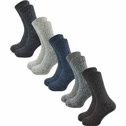 GAWILO warme & gepolsterte Herren Norweger Socken aus 70% Wolle (10 Paar) | dicke Fersenpolster mit Plüschsohle | Outdoorsocken gegen kalte Füße (47-50, mix) von GAWILO