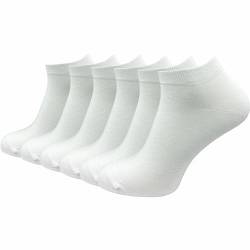 Herren Sneaker Socken aus 100% reiner Baumwolle (6 Paar | 10 Paar) | kurze & dünne Füßlinge | ohne drückende Naht über den Zehen (DE/NL/SE/PL, Numerisch, 39, 42, Regular, Regular, weiß | 6 Paar) von GAWILO