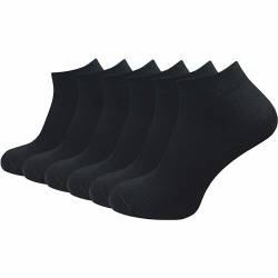 Herren Sneaker Socken aus 100% reiner Baumwolle (6 Paar | 10 Paar) | kurze & dünne Füßlinge | ohne drückende Naht über den Zehen (DE/NL/SE/PL, Numerisch, 43, 46, Regular, Regular, schwarz | 6 Paar) von GAWILO