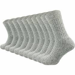 warme & gepolsterte Herren Norweger Socken aus 70% Wolle (10 Paar) | dicke Fersenpolster mit Plüschsohle | Outdoorsocken gegen kalte Füße (51-54, hellgrau) von GAWILO
