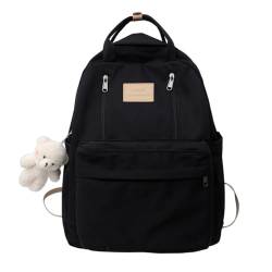 GAXOS Niedlicher Rucksack für Schule Ästhetischer Rucksack Geldbörse für Frauen Mädchen Weiß Büchertasche Korea Stil Büchertasche, Schwarz von GAXOS