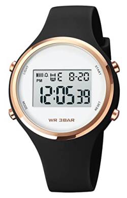 Digitaluhren für Frauen, GBB Multifunktions-wasserdichte Damenuhr, modische bunte Sport-Armbanduhr für Frauen, Mädchen, Studenten, Damen, Black, Modern von GBB