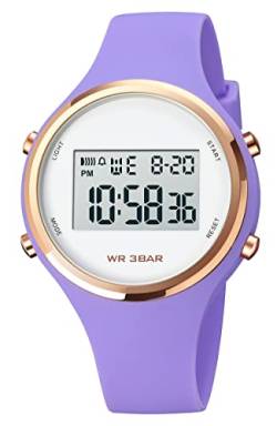 Digitaluhren für Frauen, GBB Multifunktions-wasserdichte Damenuhr, modische bunte Sport-Armbanduhr für Frauen, Mädchen, Studenten, Damen, Purple, Modern von GBB