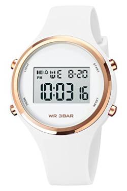 Digitaluhren für Frauen, GBB Multifunktions-wasserdichte Damenuhr, modische bunte Sport-Armbanduhr für Frauen, Mädchen, Studenten, Damen, White, Modern von GBB
