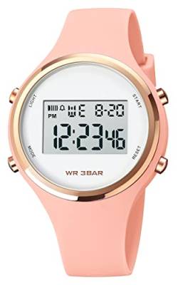 GBB Digitaluhren für Frauen, Multifunktional, wasserdichte Damenuhr, modische bunte Sport-Armbanduhr für Frauen, Mädchen, Studenten, Frauen, rose, Modern von GBB