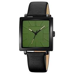 Simplicity Quadratische Damen-Armbanduhr, elegant, analoge Quarzuhr mit Lederarmband, wasserdichte modische Armbanduhr für Damen und Mädchen, Black Green von GBB