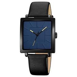 Simplicity Quadratische Damenuhren, elegante analoge Quarzuhr mit Lederband, wasserdichte modische Armbanduhr für Frauen und Mädchen, schwarzblau, Gurt von GBB