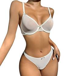 GBEN Damen Dessous Neckholder Offener Lingerie Wetlook Damenunterwäsche-Set mit Bogen verziertem Stahlring (1PC Unterwäsche + 1PC Unterwäsche) Wetlook Bodysuit Bustier Nachtwäsche Overall von GBEN