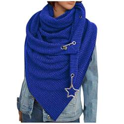 GBEN Damen XXL Strick Dreieck Schal großen Schals Halstuch Frauen Winterschal Herbstschal Poncho Lauschig Strickschal Einfarbig Wrap Schal Lange Stola Damenschal (Blue, One Size) von GBEN