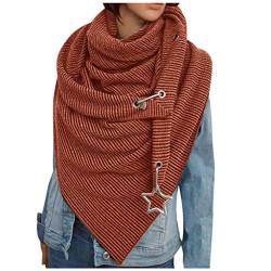 GBEN Damen XXL Strick Dreieck Schal großen Schals Halstuch Frauen Winterschal Herbstschal Poncho Lauschig Strickschal Einfarbig Wrap Schal Lange Stola Damenschal (Orange, One Size) von GBEN