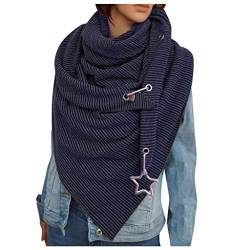 GBEN Damen XXL Strick Dreieck Schal großen Schals Halstuch Frauen Winterschal Herbstschal Poncho Lauschig Strickschal Einfarbig Wrap Schal Lange Stola Damenschal (SA-Blue, One Size) von GBEN