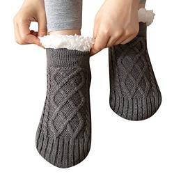 GBEN Kuschelig Warm Hüttensocken rutschfest Socken Bodenstrümpfe plus dickes Fleece, um warme Socken zu halten, leichte Baumwollsocken Socken Herren Blau Socken Damen (SA-Dark Gray, One Size) von GBEN