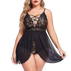 Nachthemd für Damen sexy Dessous Tiefer V-Ausschnitt Nachthemd Tüll Nachtkleid Sexy Dessous Damen für Sex Kurz Robe Kimono Unterwäsche Set Große Größen von GBEN