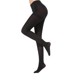 Thermostrumpfhosen für Damen Winter Wohlig-Warm blickdicht Strumpfhose hoch taillierte Bauchkompressionsstrumpfhose Pantyhose Wärmende Fleece Strumpfhose für druckfreie Fußspitze (Black, One Size) von GBEN