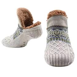 Warm Haussocken Plüsch Gefüttert Stoppersocke Herren Haus Hausschuhe Socken Bodensocken Gestrickte Warme Teppichsocken Haus Schlafsocken Sneaker Herren Socken Smart Fleece Gefütterte (Grey, A) von GBEN