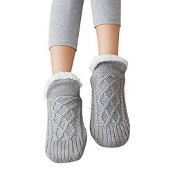 Warm Haussocken Plüsch Gefüttert Stoppersocke Herren Haus Hausschuhe Socken Bodensocken Gestrickte Warme Teppichsocken Haus Schlafsocken Sneaker Herren Socken Smart Fleece Gefütterte (S1-Grey, 35-39) von GBEN