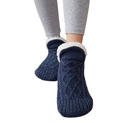 Warm Haussocken Plüsch Gefüttert Stoppersocke Herren Haus Hausschuhe Socken Bodensocken Gestrickte Warme Teppichsocken Haus Schlafsocken Sneaker Herren Socken Smart Fleece Gefütterte (S1-Navy, 35-39) von GBEN