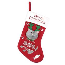 Weihnachtsstrümpfe Nikolausstiefel Weihnachten Geschenktaschen Hängende Strümpfe mit 3D Cartoon Katze und Welpe Personalisierter Nikolaussocke Schwarz Weihnachtssocken Kamin von GBEN