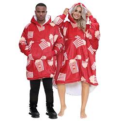 GC GAVENO CAVAILIA Snuggle Hoodie Decke, tragbare Decke Hoodie für Frauen, ultraweiche, Bequeme Decke Hoodie, Rot, Popcorn- Red, One Size von GC GAVENO CAVAILIA