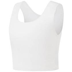 GCTBL Trans Chest Binder Transgender FTM Cosplay Atmungsaktive Halbbrust Binder Tank Top, Weiss/opulenter Garten, Mittel von GCTBL