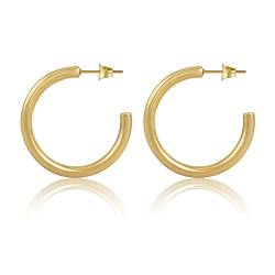 Creolen Gold Groß 28mm für Damen I Goldene 18 Karat Kreolen aus Edelstahl - Wasserfest - Runde Hoop Ohrringe in 20mm oder 28mm von GD GOOD.designs EST. 2015