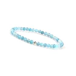 GD GOOD.designs EST. 2015 Aquamarin Armband Damen mit echten Natursteinen und 925 Silber Perle I Naturstein Armband aus facettierte 4mm Edelstein Perlen - Inkl. Geschenkbeutel von GD GOOD.designs EST. 2015