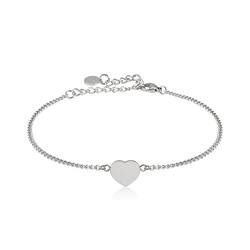 GD GOOD.designs Armband Herz Silber für Damen | Verstellbare 15,5-20,5 cm Herzchen Armkette | Versilbertes Heart Freundschaftsarmband von GD GOOD.designs