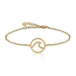 GD GOOD.designs Armband Welle Gold für Damen - Wasserfest - Surfer Armkette aus Edelstahl I Wave Schmuck von GD GOOD.designs
