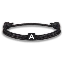 GD GOOD.designs EST. 2015 Armband mit Buchstabe A zu Valentinstag | Verstellbares Partnerarmband (14cm - 25cm) mit schwarz geflochtenen Seil von GD GOOD.designs EST. 2015