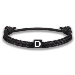 GD GOOD.designs Armband mit Buchstabe D zu Valentinstag | Verstellbares Partnerarmband (14cm - 25cm) mit schwarz geflochtenen Seil von GD GOOD.designs