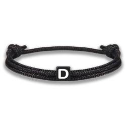 GD GOOD.designs EST. 2015 Armband mit Buchstabe D zu Valentinstag | Verstellbares Partnerarmband (14cm - 25cm) mit schwarz geflochtenen Seil von GD GOOD.designs EST. 2015