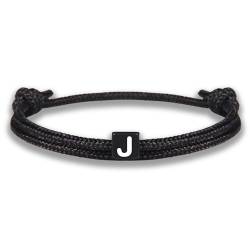 GD GOOD.designs EST. 2015 Armband mit Buchstabe J | Verstellbares Partnerarmband (14cm - 25cm) mit schwarz geflochtenen Seil von GD GOOD.designs EST. 2015