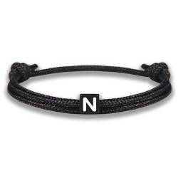 GD GOOD.designs EST. 2015 Armband mit Buchstabe N zu Valentinstag | Verstellbares Partnerarmband (14cm - 25cm) mit schwarz geflochtenen Seil von GD GOOD.designs EST. 2015